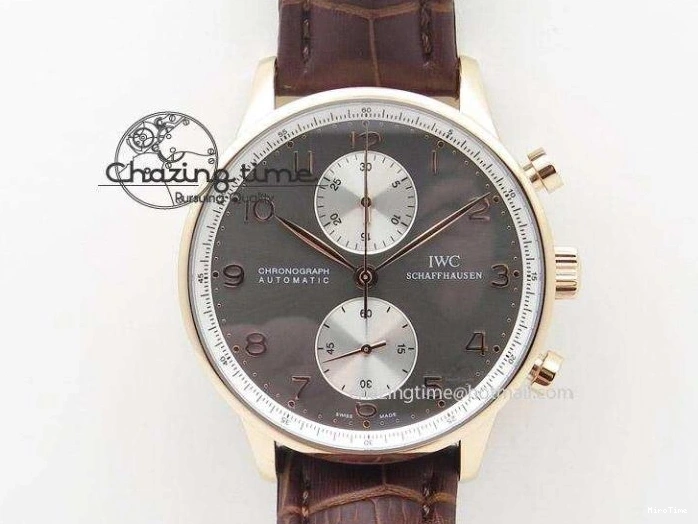 MIROTIME 0319 Unique Portuguese IW3714 Diam ZF V2 1:1 Best Edition Gray Dial On Brown Leather Strap A79350 (Slim Movement) 7250